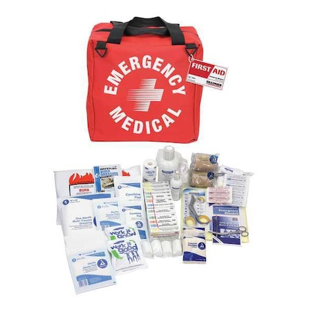 Emergency Medical Kit, Fabric Bag, 297 Components, 25 People Served