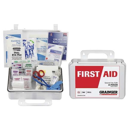 First Aid Kit and Housing, Plastic 139 Components, 25 People Served