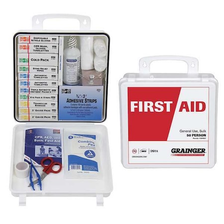 First Aid Kit and Housing, Plastic 184 Components, 50 People Served