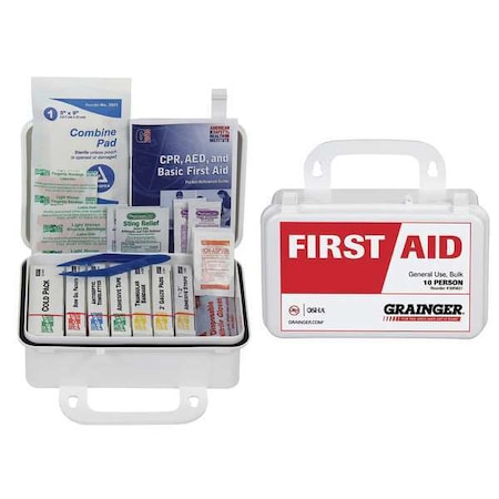 First Aid Kit and Housing, Plastic 57 Components, 10 People Served