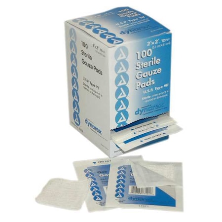 Gauze Pad, Sterile, White, No, Gauze, PK100