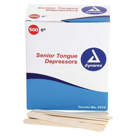 Tongue Depressors, Wood, 6 in L, 5/8 in W