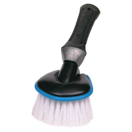 2 1/4 in W Wheel and Bumper Brush, 6 in L Handle, 5 in L Brush, White, Rubber, 11 in L Overall