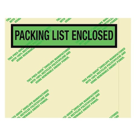Environmental Pcking Lst Enclsd Envpe, 7 x5 1/2", Grn, PK1000