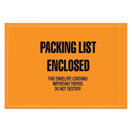 Mil-Spec Pcking Lst Enclsd Envpes, 4 1/2x6", Orng, PK1000