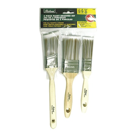 1", 2" Straight, 1-1/2" Angle Angle, Straight Paint Brush Set, Wood Handle