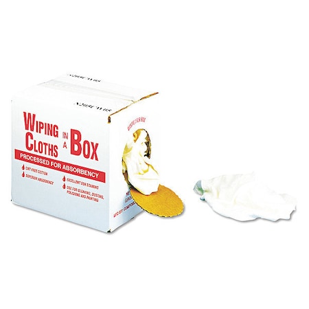 Wiping Cloths, Cotton, White, 5 lb.