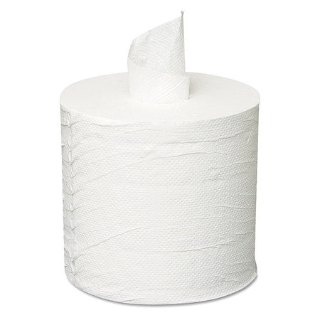 Center-Pull Paper Towels, 2 Ply, 2.3 in Core Dia, 7.3 in W, 500 ft, 600 Sheets/Roll, White, 6PK