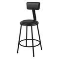 Stool w/Back, Steel, Vinyl, Black, 24" H
