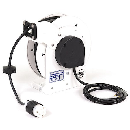 Cord Reel, NEMA 5-20P, 12 AWG, White Reel Color, 25 ft Length