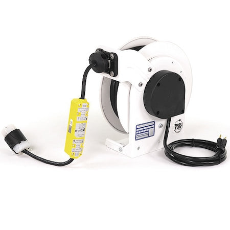 Cord Reel, NEMA 5-20P, 12 AWG, White Reel Color, 35 ft Length