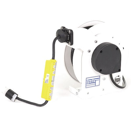 Cord Reel, NEMA 5-15P, 12 AWG, White Reel Color, 50 ft Length