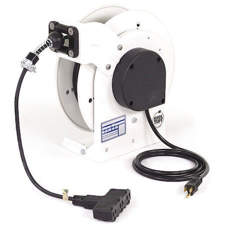 Cord Reel, NEMA 5-15P, 16 AWG, White Reel Color, 50 ft Length