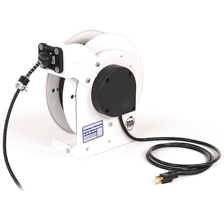 Cord Reel, NEMA 5-15P, 16 AWG, White Reel Color, 35 ft Length