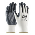 Coated Gloves, Nitrile, Smooth, Palm and Fingers, Not Rated Abrasion Level, White/Gray, S 1 PR