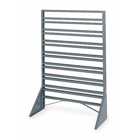 Steel Bin Rail Floor Rack, 36 in D x 54 in H x 14 in W, Gray