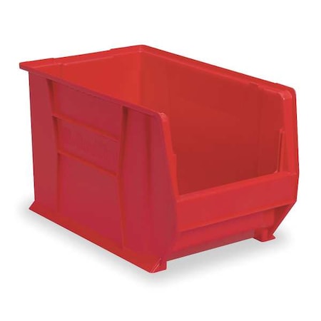 Storage Bin, Plastic, Red, 8 in H, 12 3/8 in W, 20 in L