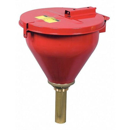 Safety Drum Funnel, Self Closing, Red, 6 in, 10 3/4 in x 16 in
