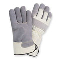 Leather Gloves, Cowhide, Gauntlet Cuff, Wing Thumb, Full Finger, Gray, XL, 1 PR