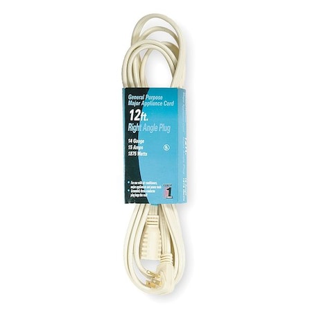 SPT-3 Indoor Extension Cord, 14 AWG 1 Outlet, 5-15R, Beige, PVC, 5-15P, 12 ft