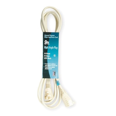SPT-3 Indoor Extension Cord, 14 AWG 1 Outlet, 5-15R, Beige, PVC, 5-15P, 9 ft