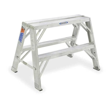 2 Steps, Aluminum Step Stand, 300 lb. Load Capacity, Gray