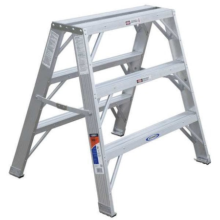 3 Steps, Aluminum Step Stand, 300 lb. Load Capacity, Gray