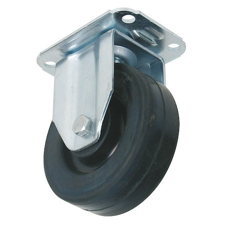 Rigid Plate Caster, Rubber, 5 in., 330 lb.