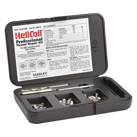 Free-Running Helical Insert Repair Kit, Helical Inserts, 1/4""-20, Plain 18-8 Stainless Steel