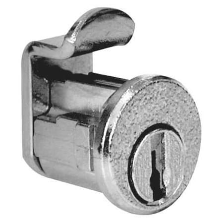 Pin Tumbler Keyed Cam Lock, Bright Nickel, 1/16 in For Door Thickness, 2 Number of Keys