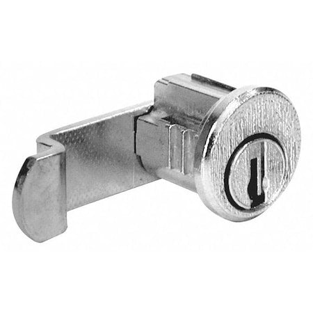 Pin Tumbler Keyed Cam Lock, Bright Nickel, 1/4 in For Door Thickness, 2 Number of Keys