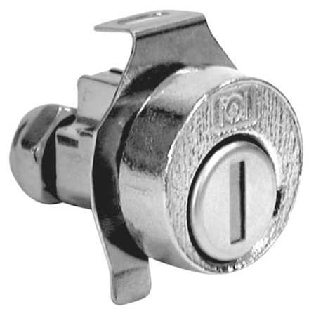 Pin Tumbler Keyed Cam Lock, Bright Nickel, 1/16 in For Door Thickness, 2 Number of Keys