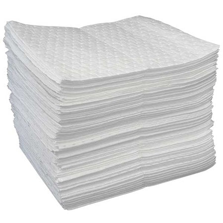 Sorbent Pad, 25 gal, 15 in x 19 in, Universal, White, Polypropylene