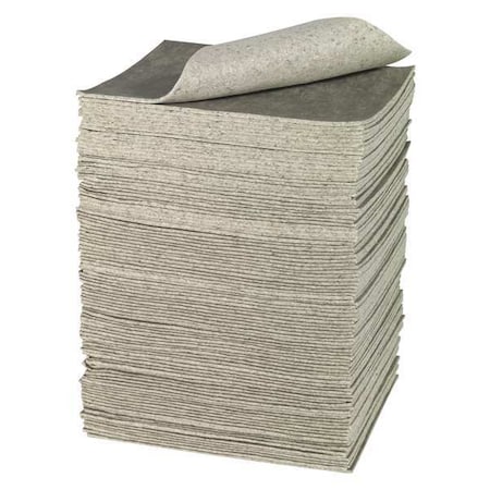 Sorbent Pad, 24 gal, 15 in x 19 in, Universal, White, Cellulose