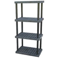 Freestanding Plastic Shelving, Open Style, 24 in D, 36 in W, 75 in H, 4 Shelves, Black