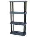 Freestanding Plastic Shelving, Open Style, 16 in D, 36 in W, 75 in H, 4 Shelves, Black