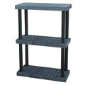 Freestanding Plastic Shelving, Open Style, 16 in D, 36 in W, 51 in H, 3 Shelves, Black