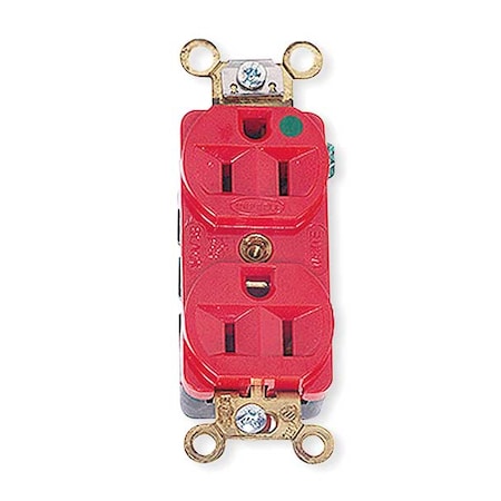 Duplex Straight Blade Receptacle, 5-20R, 20 A, 125V AC, 2 Pole, 3 Wire, Flush Mount, Grounded