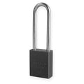 Lockout Padlock, Keyed Alike, Aluminum, Black, 3 in Shackle Height, 1 1/2 in Body Width