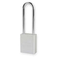 Lockout Padlock, Keyed Different, Aluminum, Silver, 3 in Shackle Height, 1 1/2 in Body Width