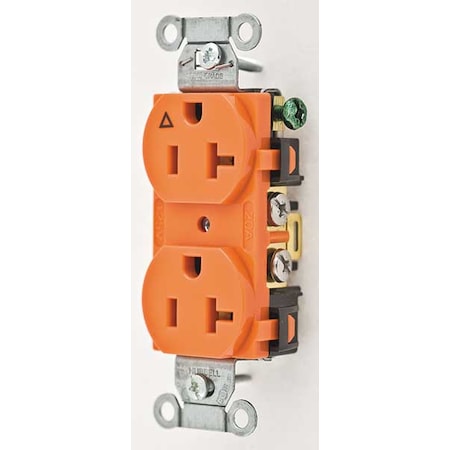 Straight Blade Receptacle, 5-20R, 20 A, 125V AC, 2 Pole, 3 Wire, Flush Mount, Isolated Ground