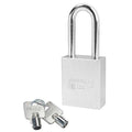 Padlock, Keyed Different, Long Shackle, Rectangular Steel Body, Boron Shackle, 3/4 in W