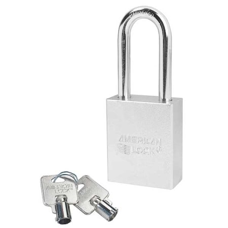 Padlock, Keyed Different, Long Shackle, Rectangular Steel Body, Boron Shackle, 3/4 in W