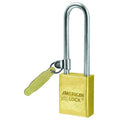 Padlock, Keyed Different, Long Shackle, Rectangular Brass Body, Boron Shackle, 3/4 in W