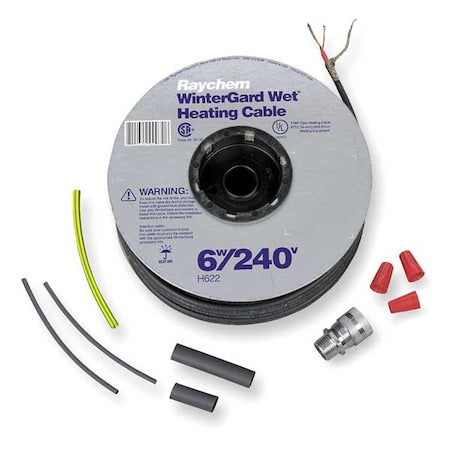 Electric Heating Cable Kit, 240VAC, 100 ft Length