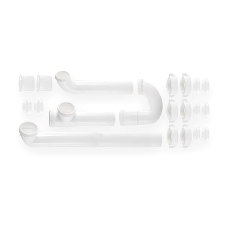 1-1/2 Dia, Polypropylene, White, Kitchen End Outlet, End Out Double Bowl Installation Kit