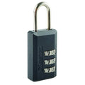 Luggage Padlock, 1 1/2 in, Rectangle, Black
