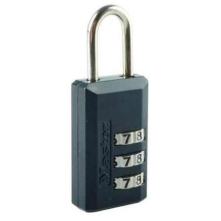 Luggage Padlock, 1 1/2 in, Rectangle, Black