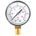 Pressure Gauge, Commercial, 0 to 30 psi, 2 in Dial, 1/4 in MNPT, Bottom Connection, Plastic, Black