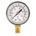 Pressure Gauge, Commercial, 0 to 15 psi, 2 in Dial, 1/4 in MNPT, Bottom Connection, Plastic, Black